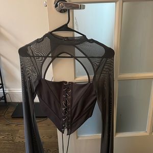 Outcast clothing long sleeve grey corset top